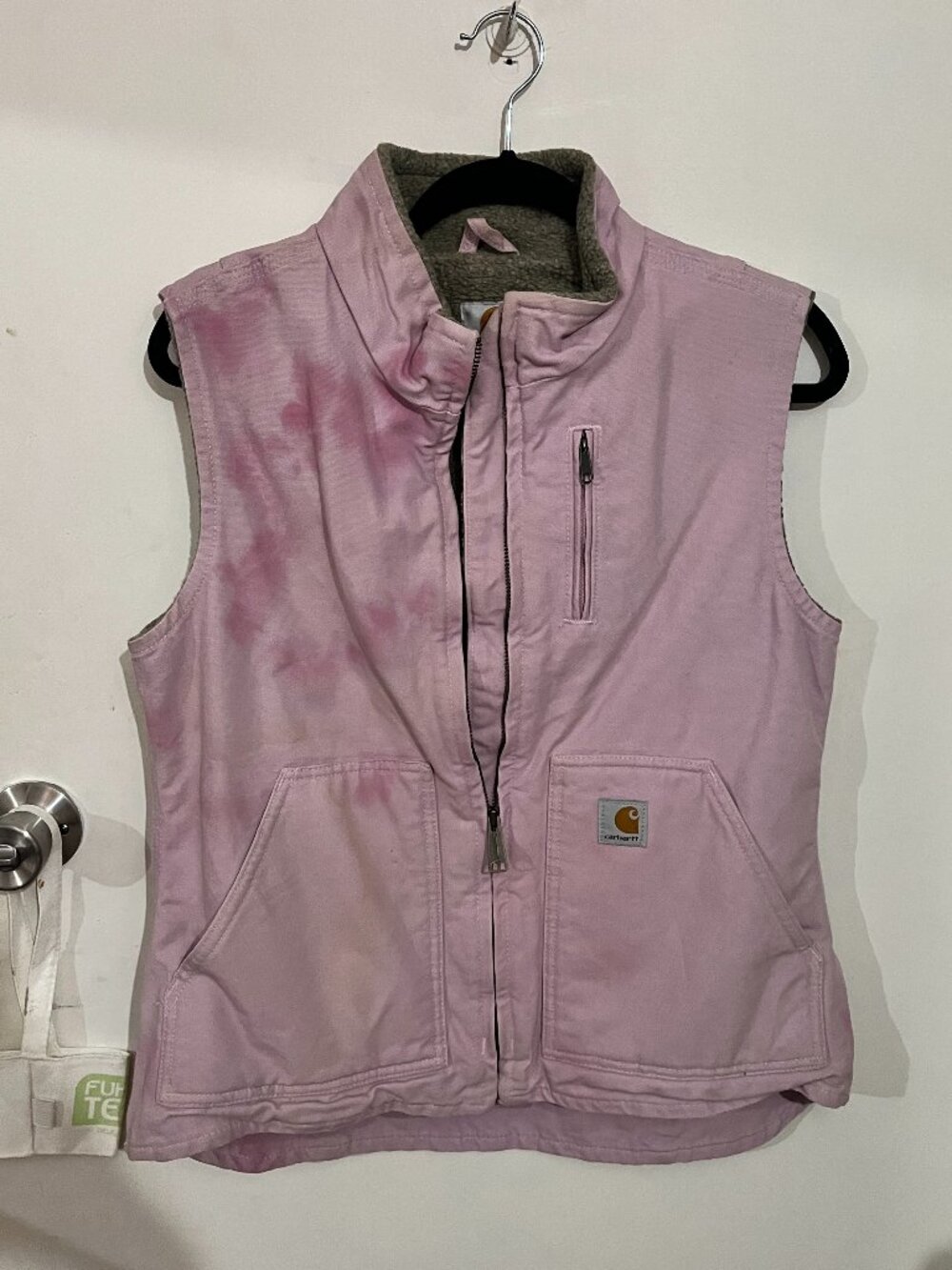 Pink Carhartt Sherpa Lined Vest Size Small